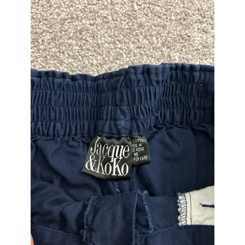 Jacque & KoKo Shorts Womens‎ 16 Navy Blue Excellent High Waist Cotton Bermuda - Picture 5 of 7